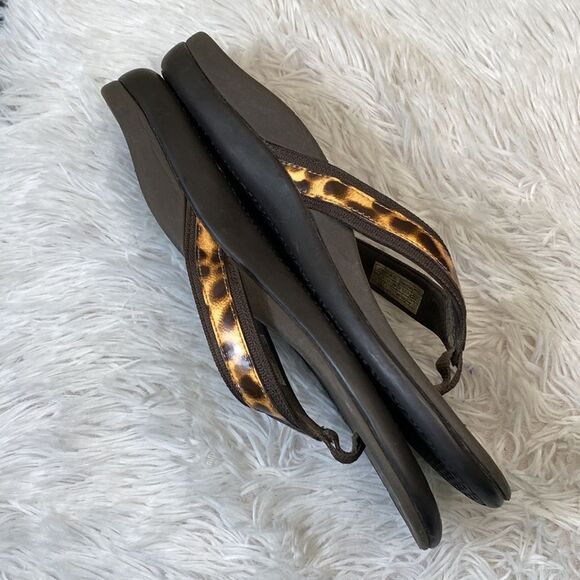 Vionic High Tide Flip Flop Sandal Wedge Leopard Print Sz 10 - Picture 2 of 11